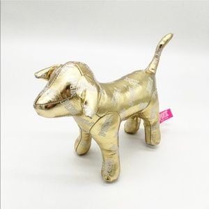 RARE Victoria's Secret Gold Foil Mini Stuffed Dog 2014
